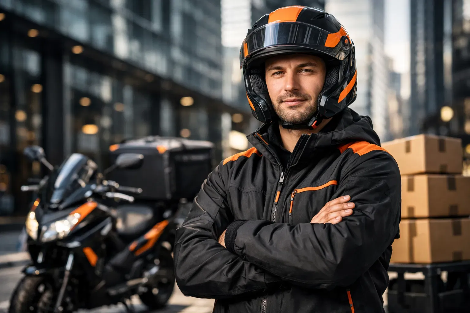 سائق توصيل على دراجة نارية